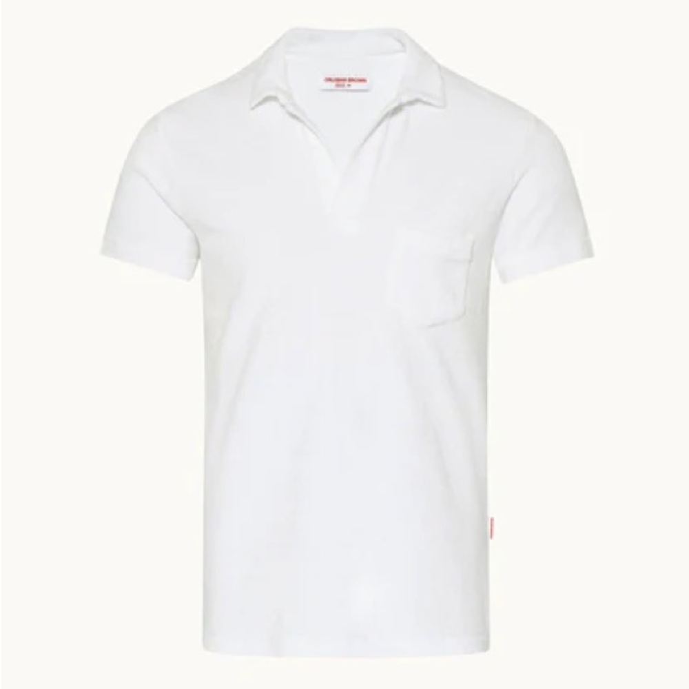 Orlebar Brown Slim Fit Terry Toweling White Polo Shirt Medium